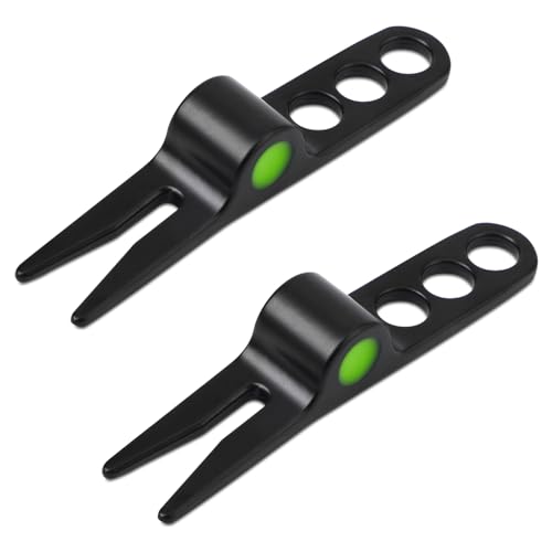 NQEUEPN 2 Stück Golf Divot Tools, Schwarz Golf Divot Reparaturgabel Tragbar Golf Pitch Fork Golfball Zubehör für Golf Divot Tools, On-Course Zubehör NQEUEPN 2 Stück Golf Divot Tools, Schwarz Golf Divot Reparaturgabel Tragbar Golf Pitch Fork Golfball Zubehör für Golf Divot Tools, On-Course Zubehör von NQEUEPN