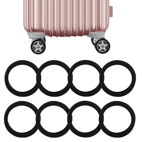 NQEUEPN 8 Stück Spinner Gepäck Radabdeckungen, Kofferrollenabdeckung Silikon Gepäckradschutz Geräuschbeständiges Anti-Verschleiß Gepäckzubehör für die Meisten 8 Rollen Koffer (Schwarz) von NQEUEPN