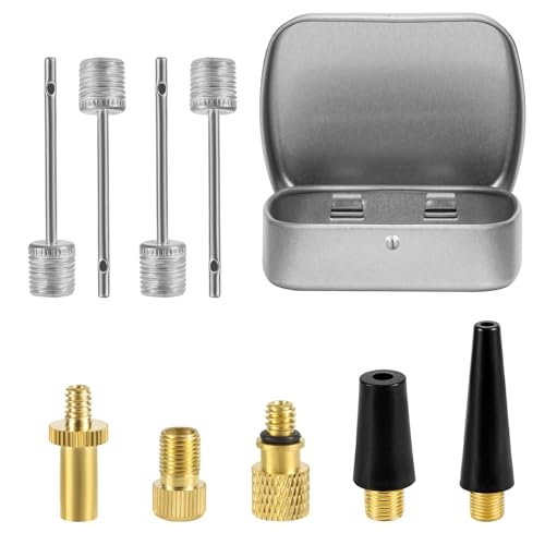 NQEUEPN 9stk Fahrradventiladapter-Set, Messing-Fahrradreifenventiladapter mit Ballpumpennadeln Aufblasdüse Luftpumpenadapter Fahrradpumpenwerkzeug für Presta Schrader NQEUEPN 9stk Fahrradventiladapter-Set, Messing-Fahrradreifenventiladapter mit Ballpumpennadeln Aufblasdüse Luftpumpenadapter Fahrradpumpenwerkzeug für Presta Schrader von NQEUEPN