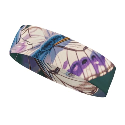 NQHJT Weiß-violettes Schmetterling-Stirnband für Damen und Herren, rutschfestes Kopfband, elastisches Sport-Stirnband zum Laufen, Wandern, Schweiß-Stirnband für athletisches Yoga, Laufen, NQHJT Weiß-violettes Schmetterling-Stirnband für Damen und Herren, rutschfestes Kopfband, elastisches Sport-Stirnband zum Laufen, Wandern, Schweiß-Stirnband für athletisches Yoga, Laufen, von NQHJT