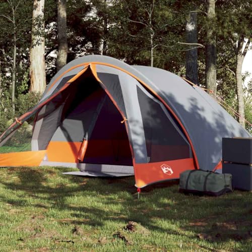 Home Garden,Camping Zelt Cabin 4 Personen Grau und Orange Wasserdicht von NQJIBUE