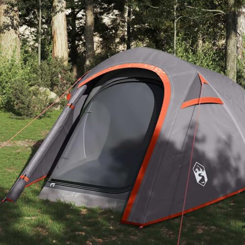 Home Garden,Camping Zelt Tunnel 3 Personen Grau und Orange Wasserdicht von NQJIBUE