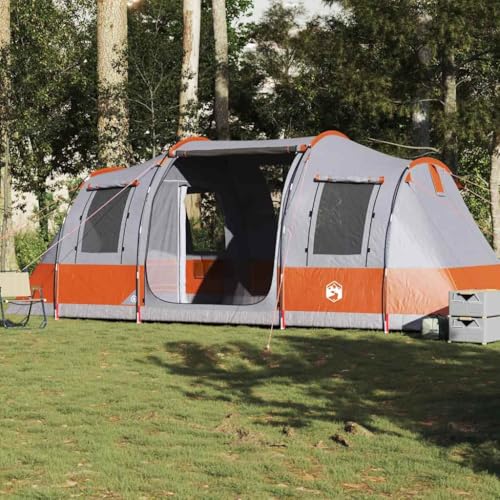 Home Garden,Camping Zelt Tunnel 4 Personen Grau und Orange Wasserdicht von NQJIBUE