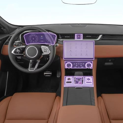 NQNFWCRJCar Innenraum Mittelkonsole transparent TPU Lack Schutzfolie Anti-Kratzer Aufkleber LCD-Bildschirm PPF-Folie, für Jaguar F-PACE 2024 von NQNFWCRJ