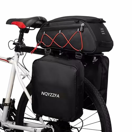 NQYZZFA 3-in-1-Fahrradträgertasche, Kofferraumtasche, wasserdichte Fahrrad-Rücksitztasche, Kühltasche Mit 2 Seitlich Hängenden Taschen, Fahrrad-Frachtgepäcktasche,Orange von NQYZZFA