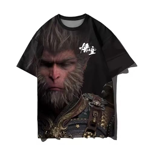 NQYZZFA Black-Myth Wu-Kong Game Bedrucktes T-Shirt 3D-Baumwoll-Kurzarm-T-Shirt Für Herren Und Damen, The Monkey King T-Shirt Halloween-Kleidung,2XL,C von NQYZZFA