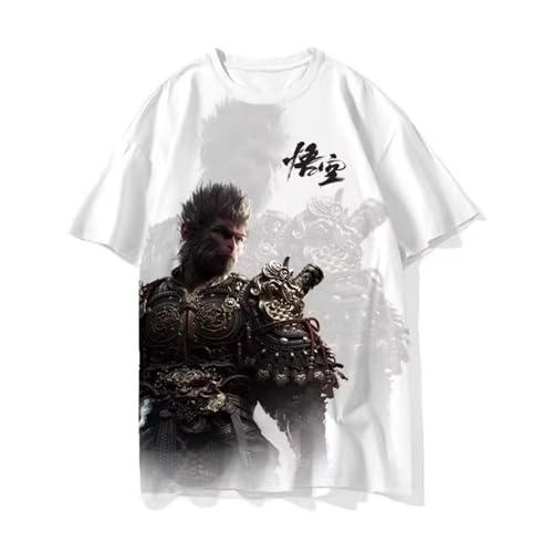 NQYZZFA Black-Myth Wu-Kong Game Bedrucktes T-Shirt 3D-Baumwoll-Kurzarm-T-Shirt Für Herren Und Damen, The Monkey King T-Shirt Halloween-Kleidung,3XL,D von NQYZZFA