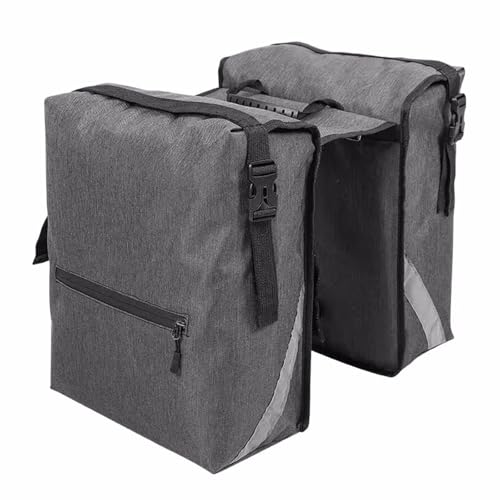 NQYZZFA Fahrrad-Doppelpacktasche, wasserdichte Fahrrad-Kofferraumtasche, 28 L, Fahrrad-Gepäckträgertasche, Reflektierende Fahrrad-Aufbewahrungstasche,Grey von NQYZZFA