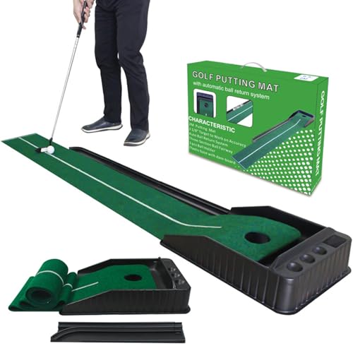 NQYZZFA Indoor-Golf-Putting-Green – Tragbare Matte Mit Automatischer Ballrücklauffunktion – Indoor-Putting-Green Mit Ballrücklauf – Minigolf-Übungs-Trainingshilfe von NQYZZFA