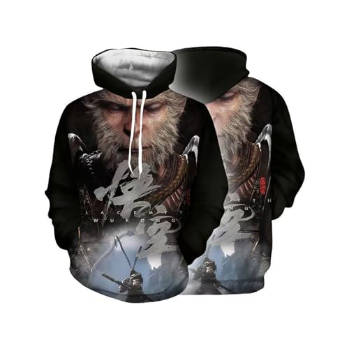 NQYZZFA Wukong Sweatshirt 3D-gedrucktes Kapuzenpullover Für Herren Und Damen, Lässiger Modepullover, Unisex, Langärmelig, Lockeres Kapuzenpullover, Halloween-Kleidung,5XL,C von NQYZZFA