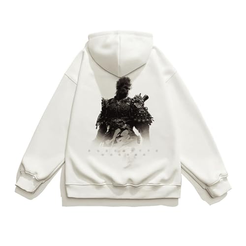 NQYZZFA Wukong Sweatshirt 3D-gedrucktes Kapuzenpullover Für Herren Und Damen, Lässiger Modepullover, Unisex, Langärmelig, Lockeres Kapuzenpullover, Halloween-Kleidung,S,White von NQYZZFA