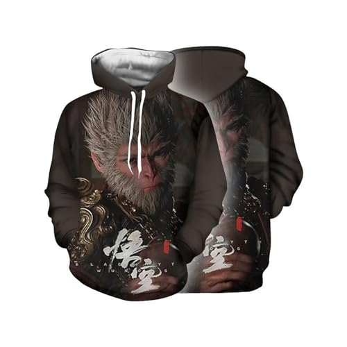 NQYZZFA Wukong Sweatshirt 3D-gedrucktes Kapuzenpullover Für Herren Und Damen, Lässiger Modepullover, Unisex, Langärmelig, Lockeres Kapuzenpullover, Halloween-Kleidung,XS,G von NQYZZFA