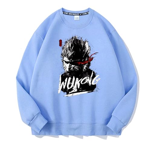 NQYZZFA Wukong Sweatshirt – Creative Monkey King 3D-bedrucktes Baumwoll-Sweatshirt Für Herren Und Damen, Lockeres, Lässiges Oberteil, Halloween-Kleidung,2XL,Blue von NQYZZFA