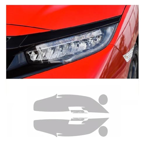 NRAAUEPO Auto Front Scheinwerfer Folie für H&onda Civic 10. 2016-2021 hohe Konfiguration Auto Scheinwerfer Lampe Film Transparent Schwarz Geformt Vinyl Schutz Trim von NRAAUEPO