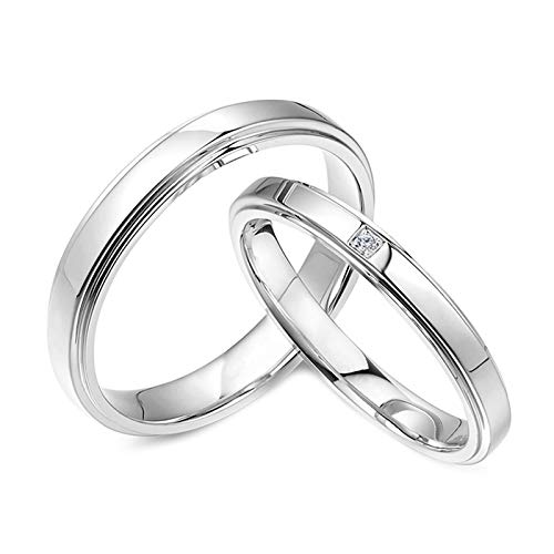 NTALJC Platinringe für Damen und Herren, Paarringe, graviert, schlicht, rund, mit 0,005 ct Diamanten, Ringe für die Ewigkeit, Eheringe aus Weißgold von NTALJC