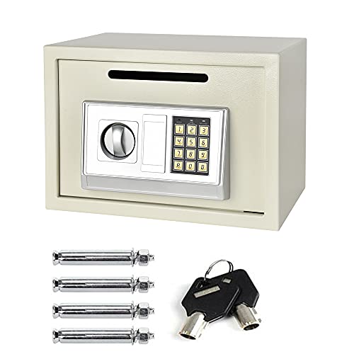 NTALJC Safe, Drop-Box-Safe für Zuhause, elektronischer Sicherheitstresor mit digitaler Tastatur und Notrufschlüssel/Weiß/16L von NTALJC