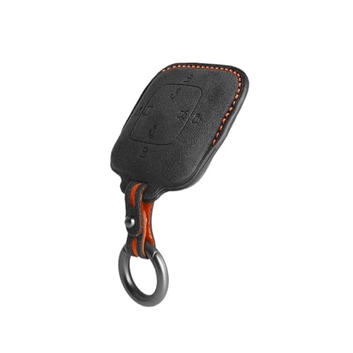 NTALJC Schutzhülle für Auto-Fernbedienung, Wildleder, kompatibel mit ZEEKR 009, Schlüsselanhänger, Auto-Styling-Zubehör (Farbe: Schwarz mit Orange) von NTALJC