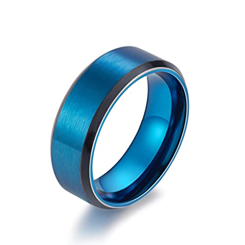 NTALJC Schwarzer Wolframring blau, Eheringe für Damen, blau, 8 mm, zweifarbig, mit abgeschrägter Kante, Ring für Damen, kostenlose Gravur von NTALJC