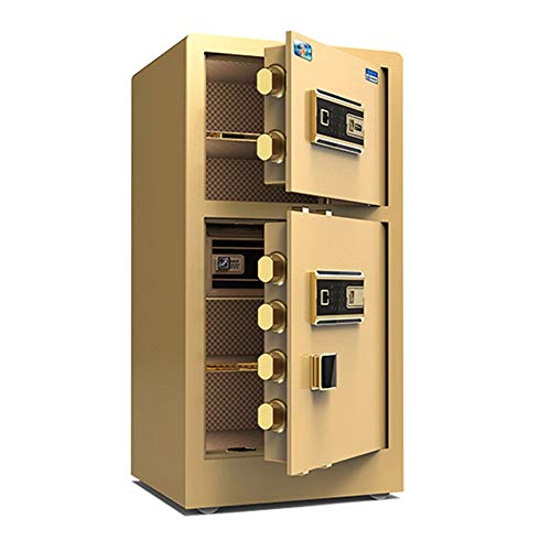 NTALJC Tresor, Geldkassette, elektronischer Safe, biometrischer Fingerabdruck, digitaler Passwort-Safe mit Zwei Schlüsseln für das Home-Office-Hotel (Farbe: Gold, Größe: 50 x 45 x 100 cm) von NTALJC