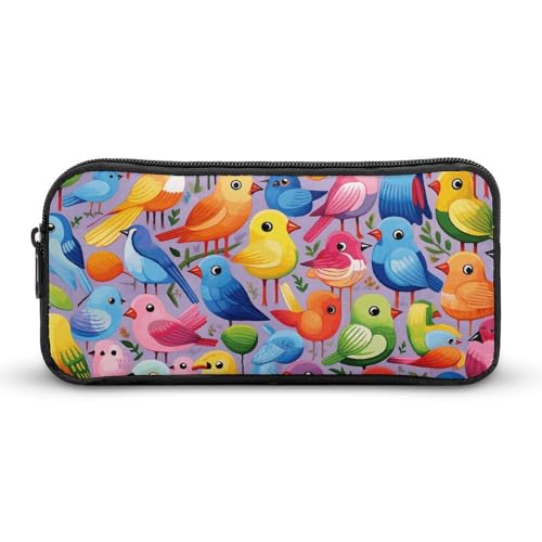 NTVOWPZO Federmäppchen, ästhetisches Stiftetui, bunte Vögel, tragbare Stifttasche, Make-up-Tasche, Schreibtisch-Organizer für Büro, Stil, 22 x 12 x 5 cm, Federmäppchen, Stil:, 22*12*5cm, Federmäppchen von NTVOWPZO