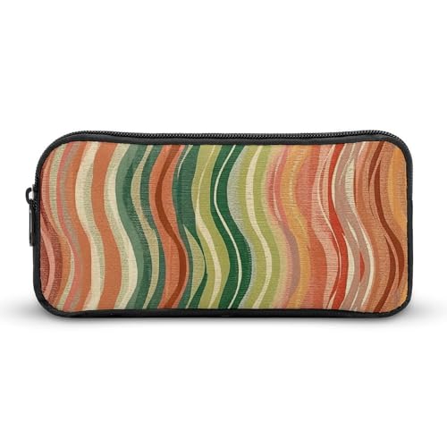 NTVOWPZO Federmäppchen, ästhetisches Stiftetui, bunte gewellte Streifen, tragbare Stifttasche, Make-up-Tasche, Schreibtisch-Organizer für Büro, Stil, 22 x 12 x 5 cm, Federmäppchen, Stil:, 22*12*5cm, von NTVOWPZO