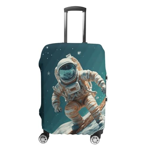 NTVOWPZO Gepäckabdeckungen für Koffer, Reisegepäck, Koffer-Schutz, Astronaut auf Skiern, elastische Kofferabdeckung, waschbare Gepäckbezüge, passend für 48,3 - 81,3 cm Gepäck, Stil:, XL von NTVOWPZO