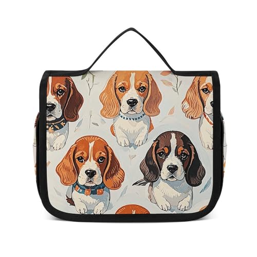 NTVOWPZO Kulturbeutel für Damen, Reise-Kulturbeutel, Beagle-Muster, Kosmetik-Organizer, Make-up-Tasche, Stil, 22,5 x 18,5 cm, Stil, 22,5 x 18,5 cm, Stil:, 22.5x18.5cm von NTVOWPZO