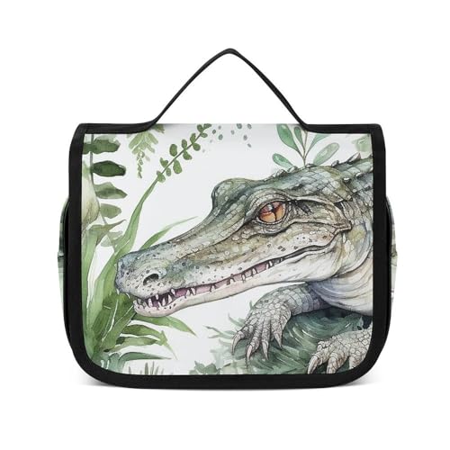 NTVOWPZO Kulturbeutel für Damen, Reise-Kulturbeutel, Krokodilgrün, Kosmetik-Organizer, Make-up-Tasche, Stil, 22,5 x 18,5 cm, Stil, 22,5 x 18,5 cm, Stil:, 22.5x18.5cm von NTVOWPZO