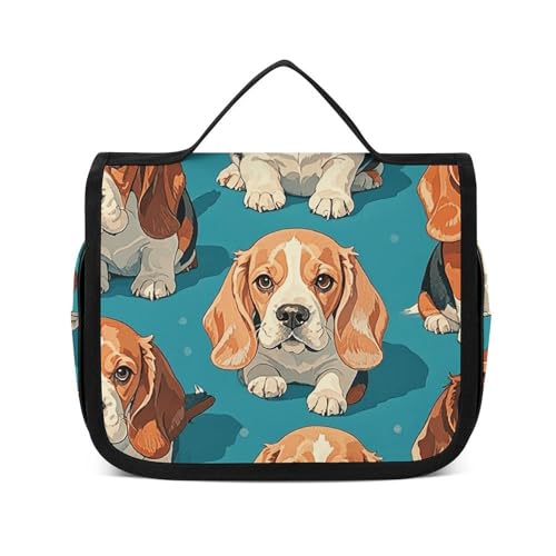 NTVOWPZO Kulturbeutel für Damen, Reise-Kulturbeutel, viele Beagle-Muster, Kosmetik-Organizer, Make-up-Tasche, Stil, 22,5 x 18,5 cm, Stil, 22,5 x 18,5 cm, Stil:, 22.5x18.5cm von NTVOWPZO