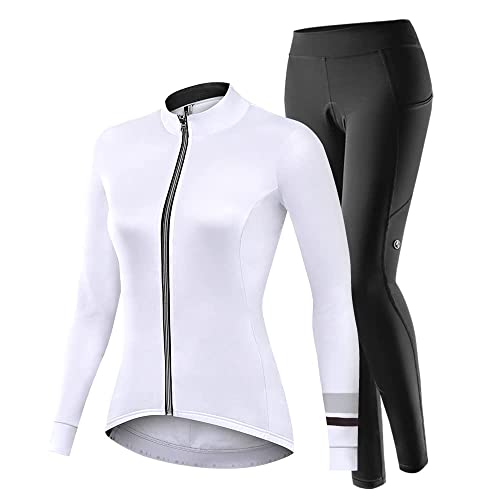 NUCKILY Radtrikot Damen Winter Langarm Thermo Fleece Fahrradtrikot und 3D Gepolsterte Hose, Atmungsaktiv Rennrad Trikot Damen mit 3 Rückentaschen Leuchtende Zipper NUCKILY Radtrikot Damen Winter Langarm Thermo Fleece Fahrradtrikot und 3D Gepolsterte Hose, Atmungsaktiv Rennrad Trikot Damen mit 3 Rückentaschen Leuchtende Zipper von NUCKILY