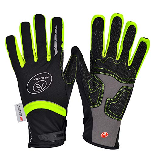 NUCKILY Winter Warme Handschuhe Touchscreen Winterhandschuhe Herren Damen Fahrradhandschuhe Sport Winddichte Handschuhe MTB Handschuhe zum Radfahren,Laufen,Fahren,Joggen von NUCKILY