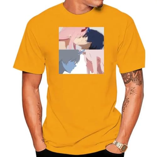 NUEKDLE 2024 Neue Darling FRANXX Anime Hochwertige Baumwolle Casual Lose Straße Baumwolle Paar T-Shirt Für Männer Und Frauen-color3||3XL von NUEKDLE