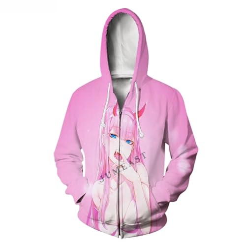 NUEKDLE 2024 Neue Männer Und Frauen Lieben FRANXX Zero Jacke, Street Casual Reine Baumwolle Outfit, Harajuku Lässige Jacke, Pullover, Frühling Reißverschluss Hoodie-color7||XL von NUEKDLE