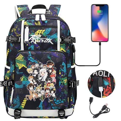 NUEKDLE Bungo Streunerhunde Anime Schwarz Rucksack Männer Frauen wasserdichte Leinwand Schultasche Große Kapazität Student Schultasche-color12 von NUEKDLE