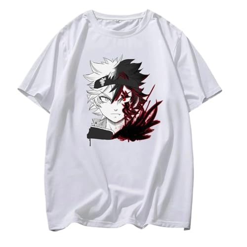 NUEKDLE Schwarzes Klee Karikatur Gedruckt Männer T-Shirt Loses Atmungsaktives T-Shirt Sommer Mode T-Shirt Männliches Weibliches Paar Gleiches T-Shirt-color4||4XL von NUEKDLE