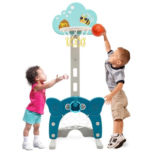 Kinder Basketballständer Höhenverstellbar|4 in 1 Höhenverstellbarer Basketballständer,Fußballtor Ring,Toss,Golf, Indoor und Outdoor,Sportspielzeug,Geschenke für Kleinkinder,Jungen und Mädchen Kinder Basketballständer Höhenverstellbar|4 in 1 Höhenverstellbarer Basketballständer,Fußballtor Ring,Toss,Golf, Indoor und Outdoor,Sportspielzeug,Geschenke für Kleinkinder,Jungen und Mädchen von NUKied