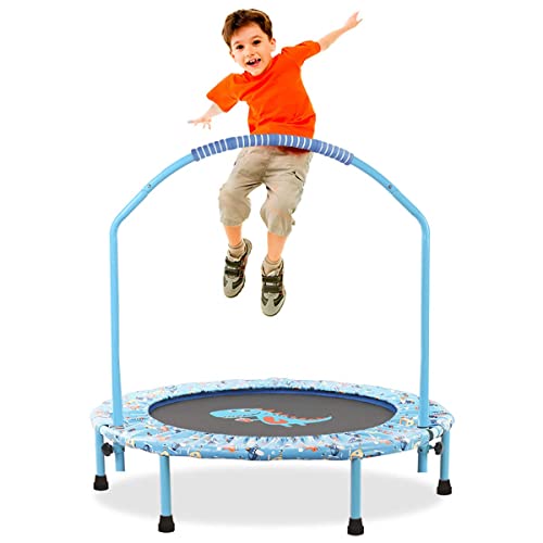 Trampolin Kinder,Ø 96cm Trampolin Indoor,Jumping Trampolin Fitness Rebounder mit verstellbarem Schaumstoffgriff und Sicherheitspolster, für Jungen Mädchen ab 2 3 4 Jahren von NUKied
