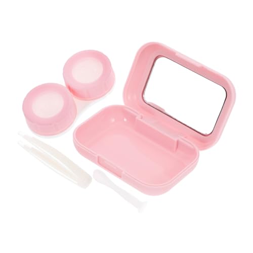 NULYLU 1 Satz Kontaktlinsenbehälter Make-up-pinselhalter Reisezahnbürste Harter Fall Bausatz Kontakte Technik Mini-zahnbürste Make-up-Reisetasche Reinigungsset Produkte Rosa Abs von NULYLU