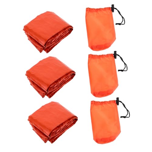 NULYLU 3 Satz Outdoor-Schlafsack -notfallschlafsack Überlebensdecke Zelt Tragbare Überlebensausrüstung Survival-campingausrüstung Notfalldecke Orange Aluminisierte Pet-Folie von NULYLU