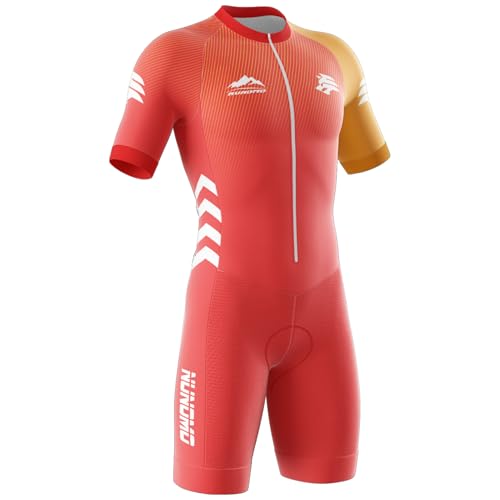 Triathlon Anzug Herren Herren Radsportanzug gepolstert einteilig Trisuit Bike Top Short Trisuit Einteiler für Schnell trocknend Wettkampf Geeignet zum Top Short Trisuit (TYPE-7,5XL) von NUNOMO