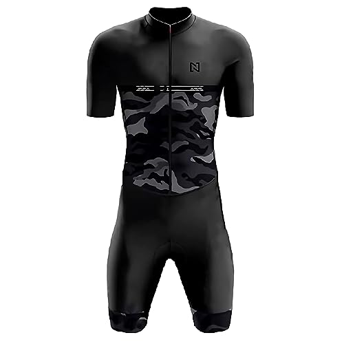 Triathlon Anzug Herren Herren Radsportanzug gepolstert einteilig Trisuit Bike Top Short Trisuit Einteiler für Wettkampf (TYP-2,XL) von NUNOMO
