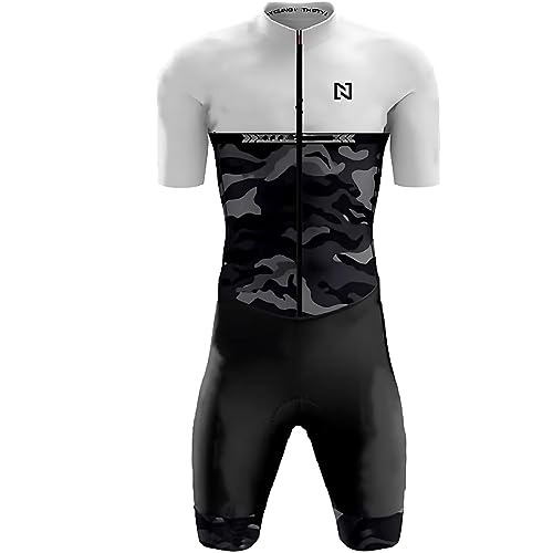 Triathlon Anzug Herren Herren Radsportanzug gepolstert einteilig Trisuit Bike Top Short Trisuit Einteiler für Wettkampf (TYP-3,S) von NUNOMO
