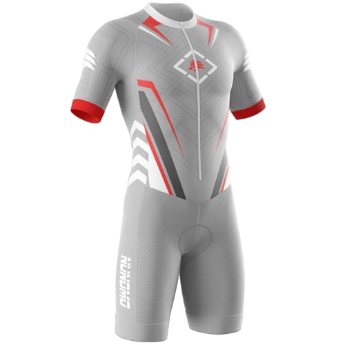 Triathlon Anzug Herren Herren Radsportanzug gepolstert einteilig Trisuit Bike Top Short Trisuit Einteiler für Wettkampf - 3Taschen Cycle, Swim,Fahrradanzug (TYPE-5,XXS) von NUNOMO