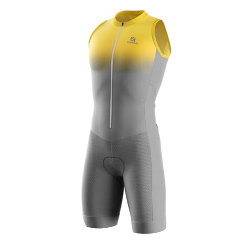 Triathlon Anzug Herren Herren Radsportanzug gepolstert einteilig Trisuit Bike Top Short Trisuit Einteiler für Wettkampf Schnell Trocknend Atmungsaktiv, (TYP-10,4XL) von NUNOMO