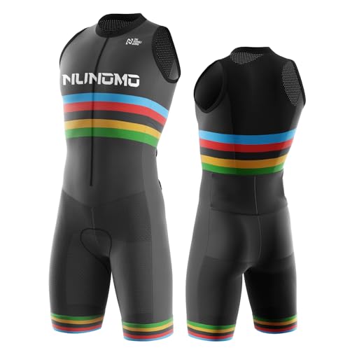 Triathlon Anzug Herren Herren Radsportanzug gepolstert einteilig Trisuit Bike Top Short Trisuit Einteiler für WettkampfGeeignet zum Laufen, Radfahren, Schwimmen (TYP-1,L) von NUNOMO