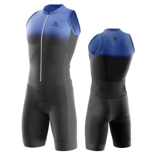 Triathlon Anzug Herren Herren Radsportanzug gepolstert einteilig Trisuit Bike Top Short Trisuit Einteiler für WettkampfGeeignet zum Laufen, Radfahren, Schwimmen (TYP-13,M) von NUNOMO