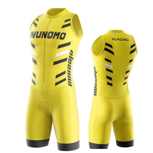 Triathlon Anzug Herren Herren Radsportanzug gepolstert einteilig Trisuit Bike Top Short Trisuit Einteiler für WettkampfGeeignet zum Laufen, Radfahren, Schwimmen (TYP-2,L) von NUNOMO