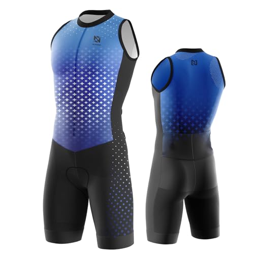 Triathlon Anzug Herren Herren Radsportanzug gepolstert einteilig Trisuit Bike Top Short Trisuit Einteiler für WettkampfGeeignet zum Laufen, Radfahren, Schwimmen (TYP-5,2XL) von NUNOMO