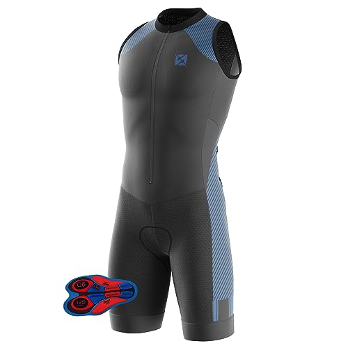 Triathlon Anzug Herren Herren Radsportanzug gepolstert einteilig Trisuit Bike Top Short Trisuit Einteiler für WettkampfGeeignet zum Laufen, Radfahren, Schwimmen (TYP-5,5XL) von NUNOMO