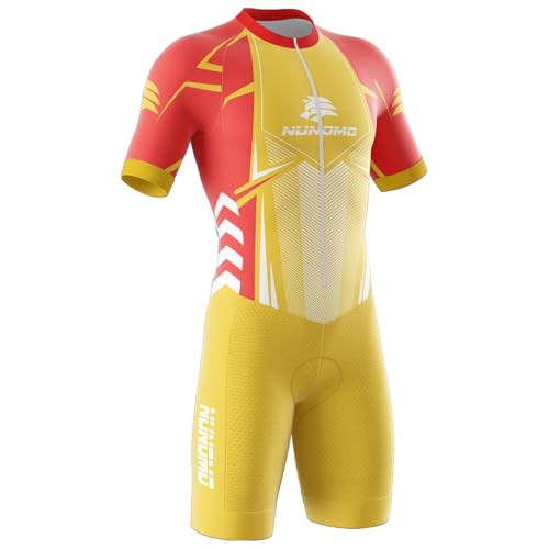 Triathlon Anzug Herren Pro Trisuit Kurzarm Triathlonanzug für Ironman, Triathlon Anzug Kurzarm Trisuit SpeedSuit Skinsuit Sike Triathlon Tri Suit,Triathlon-Anzug für Herren (TYPE-9,M) von NUNOMO